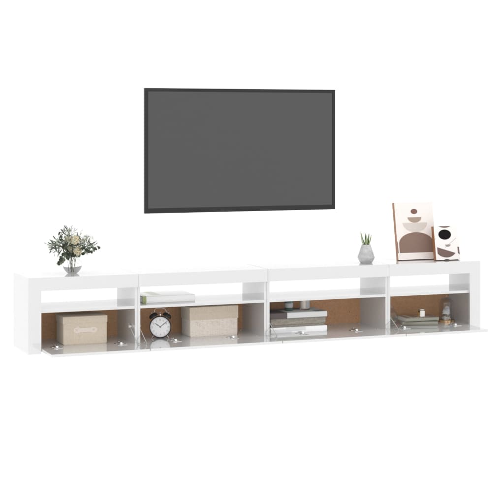 Tv-meubel met LED-verlichting 270x35x40 cm hoogglans wit