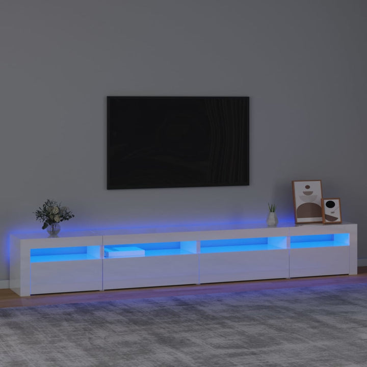 Tv-meubel met LED-verlichting 270x35x40 cm hoogglans wit