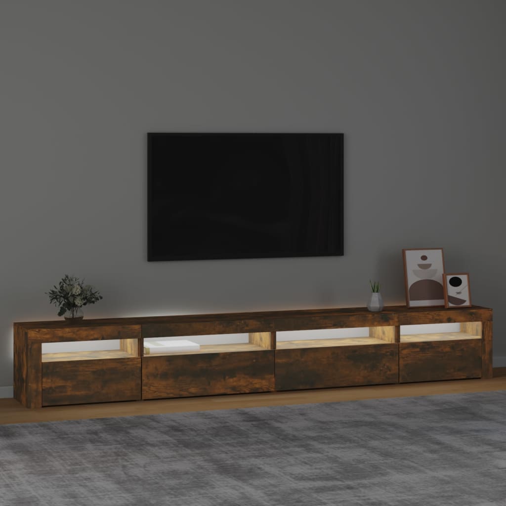 Tv-meubel met LED-verlichting 270x35x40 cm gerookt eikenkleurig