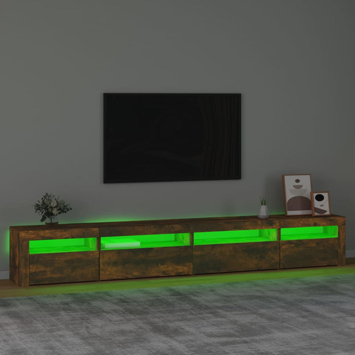 Tv-meubel met LED-verlichting 270x35x40 cm gerookt eikenkleurig