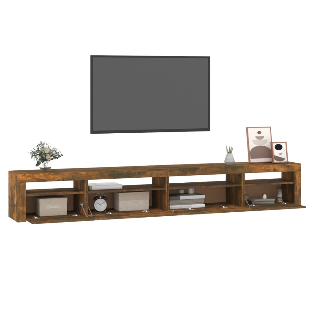 Tv-meubel met LED-verlichting 270x35x40 cm gerookt eikenkleurig