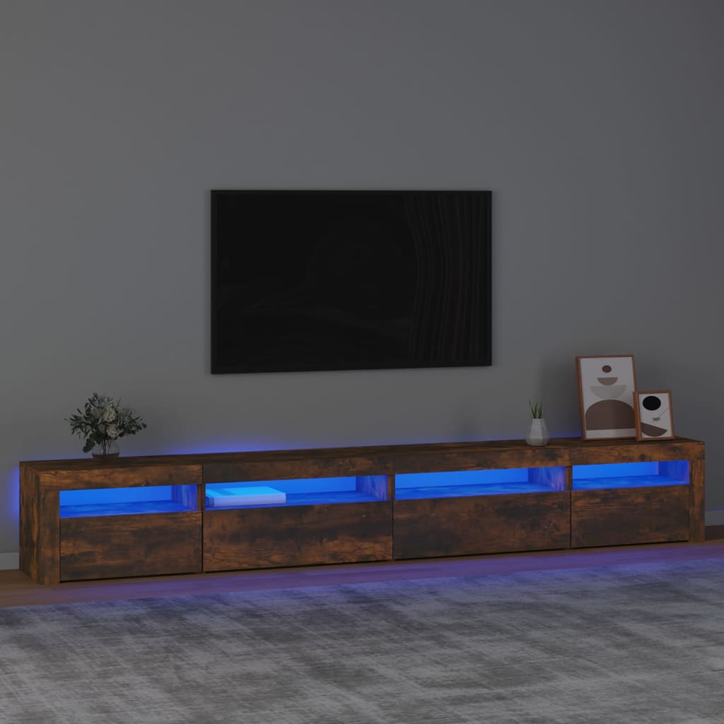 Tv-meubel met LED-verlichting 270x35x40 cm gerookt eikenkleurig