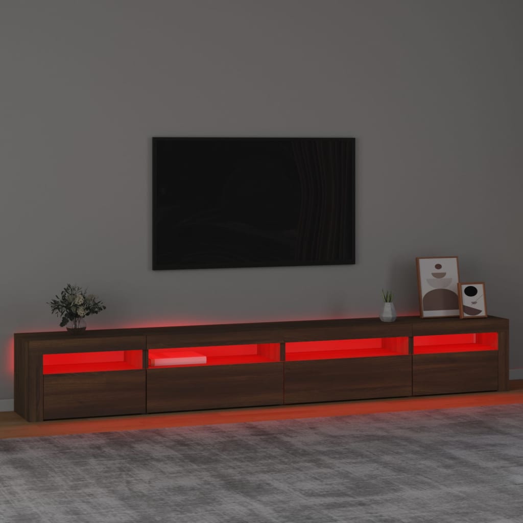 Tv-meubel met LED-verlichting 270x35x40 cm bruin eikenkleur