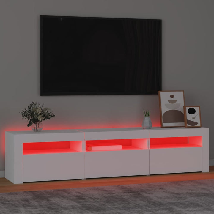 Tv-meubel met LED-verlichting 180x35x40 cm wit