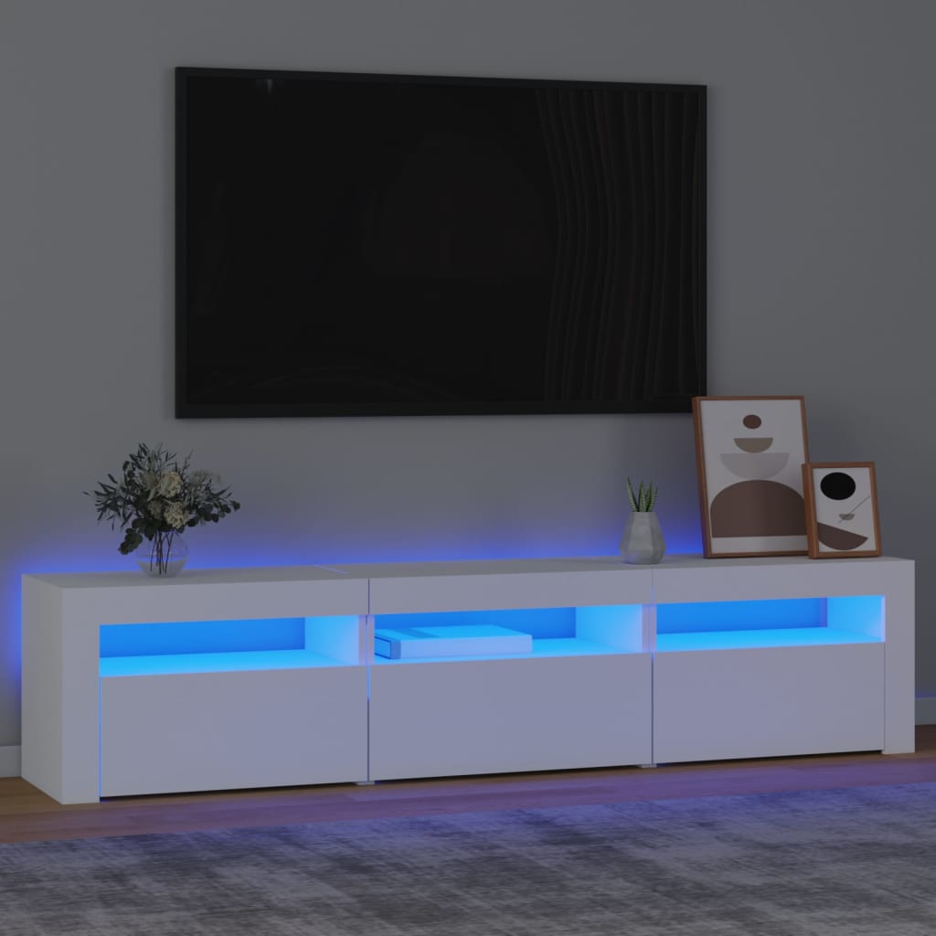 Tv-meubel met LED-verlichting 180x35x40 cm wit