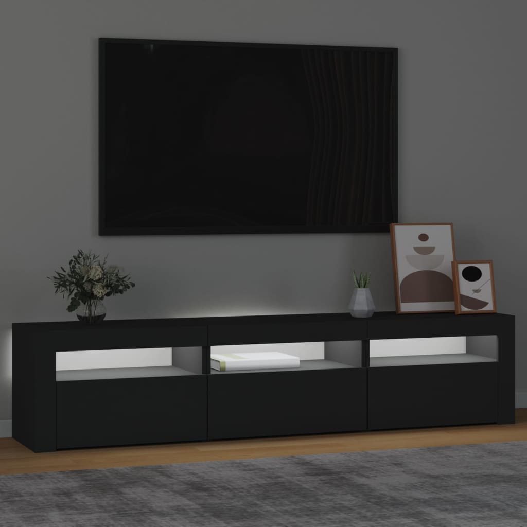 Tv-meubel met LED-verlichting 180x35x40 cm zwart