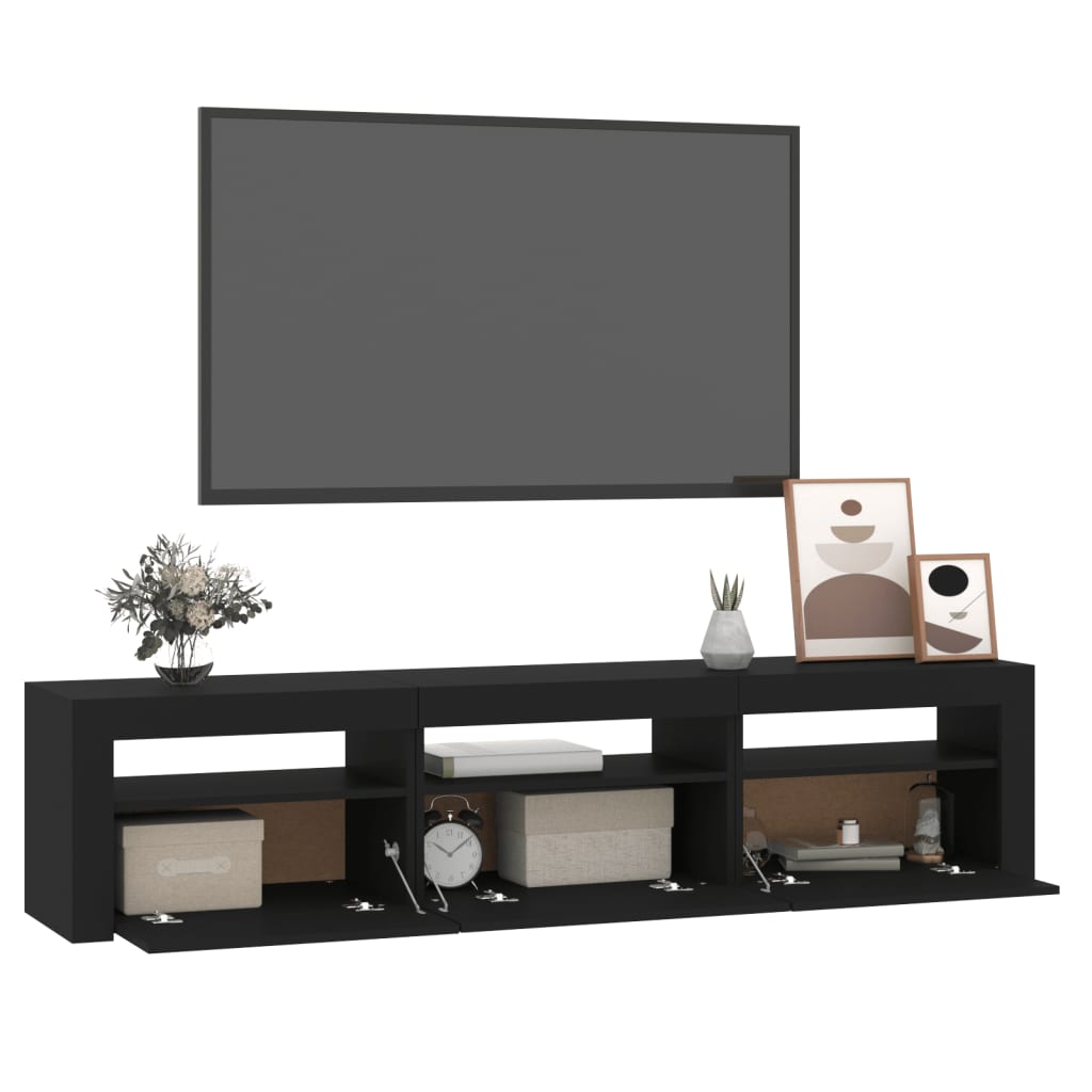 Tv-meubel met LED-verlichting 180x35x40 cm zwart