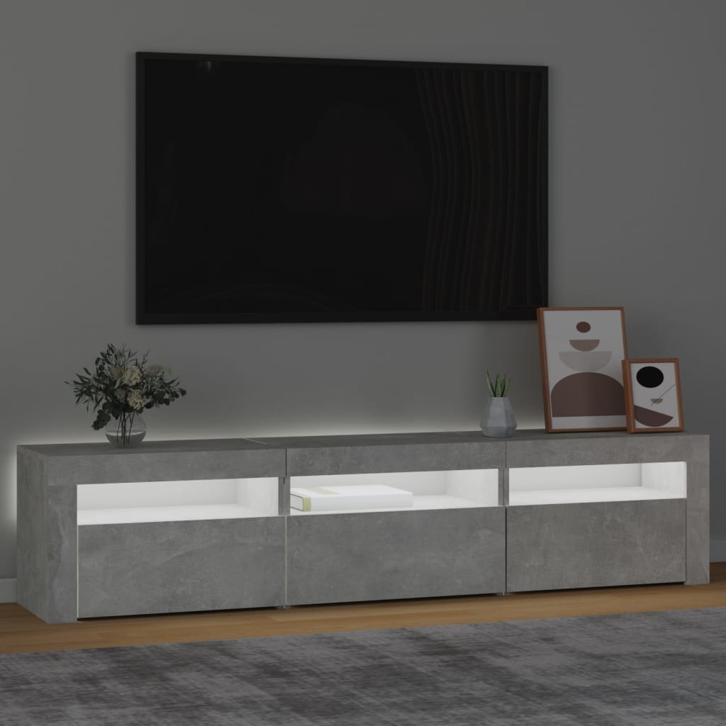 Tv-meubel met LED-verlichting 180x35x40 cm betongrijs