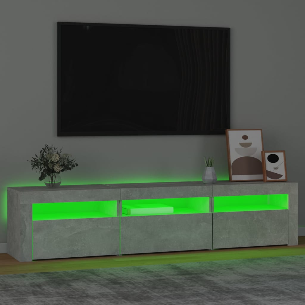 Tv-meubel met LED-verlichting 180x35x40 cm betongrijs