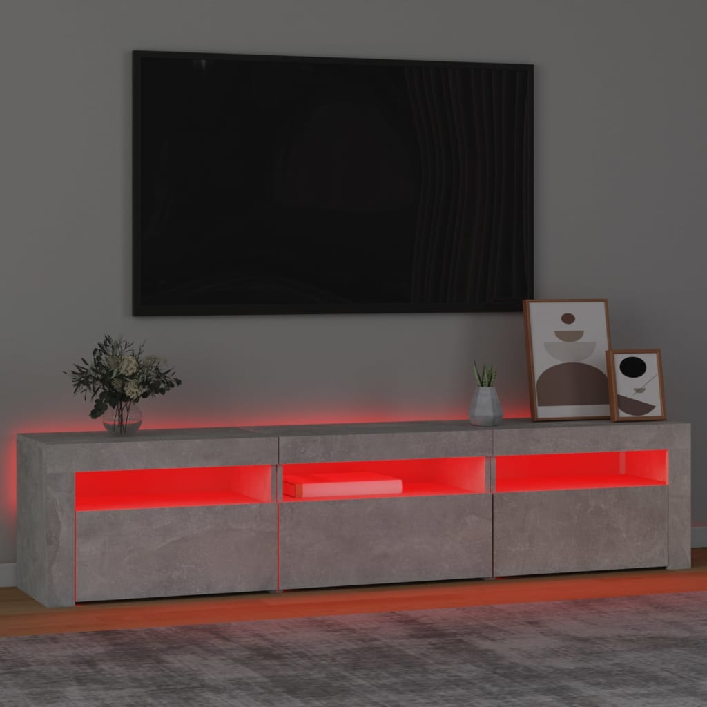 Tv-meubel met LED-verlichting 180x35x40 cm betongrijs