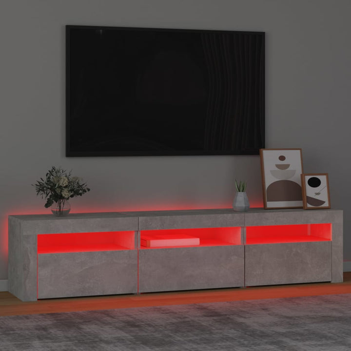 Tv-meubel met LED-verlichting 180x35x40 cm betongrijs