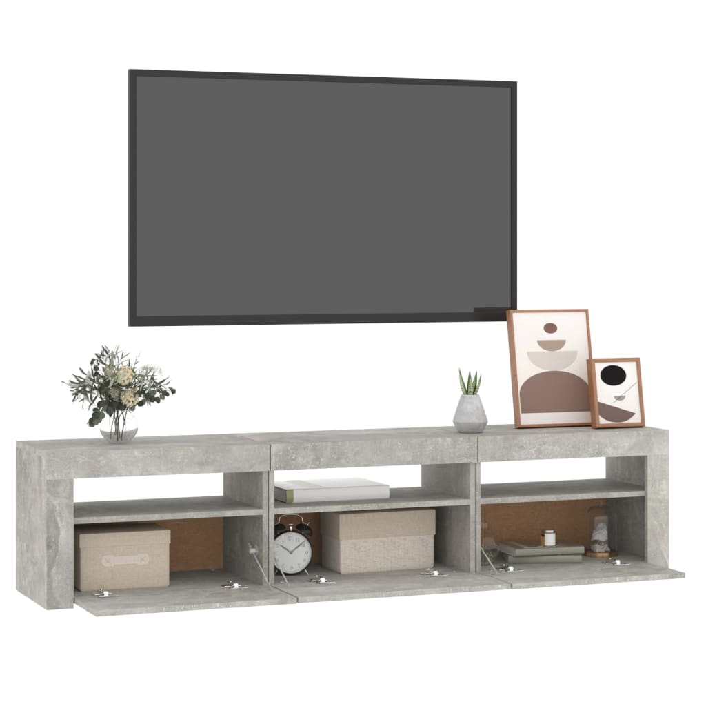 Tv-meubel met LED-verlichting 180x35x40 cm betongrijs