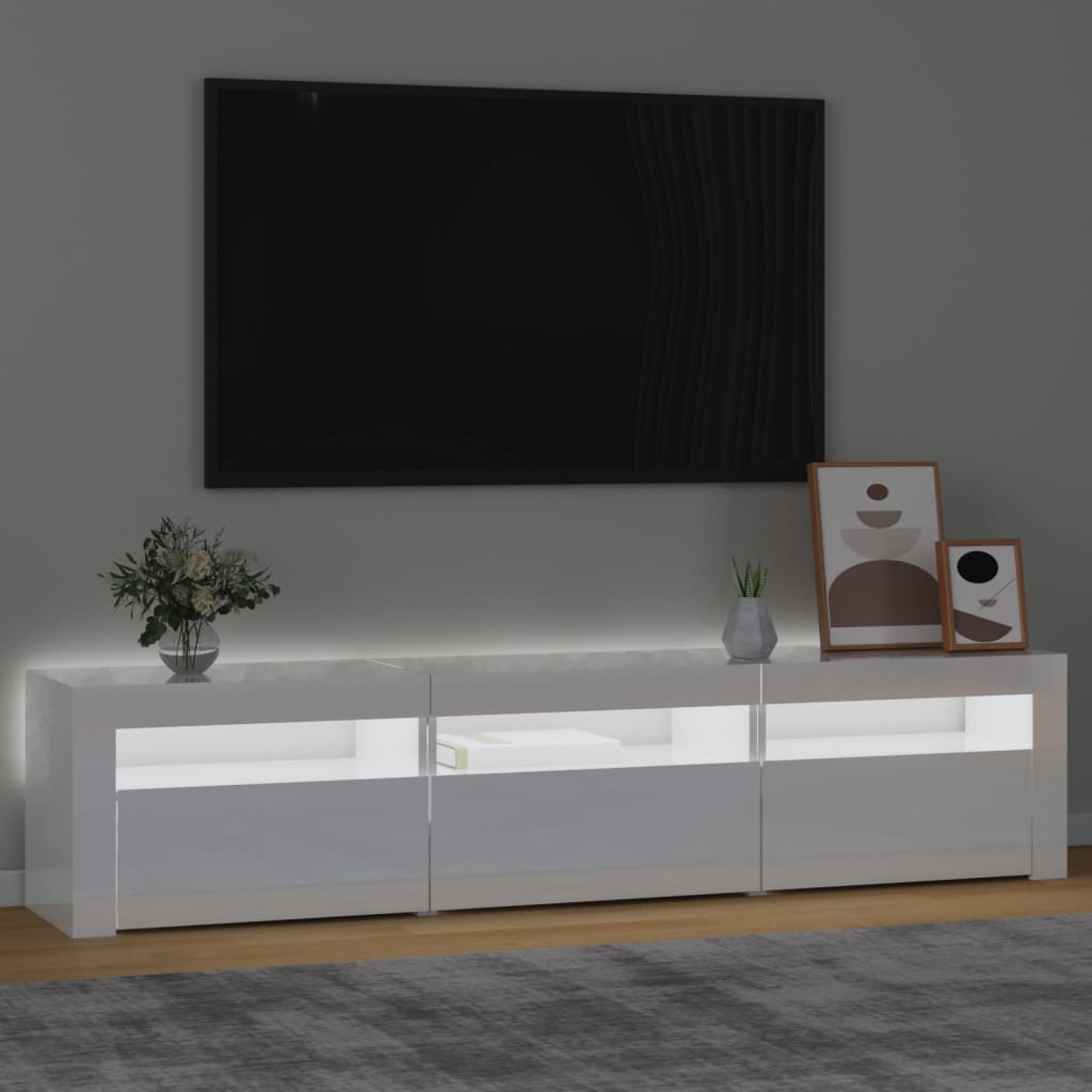 Tv-meubel met LED-verlichting 180x35x40 cm hoogglans wit