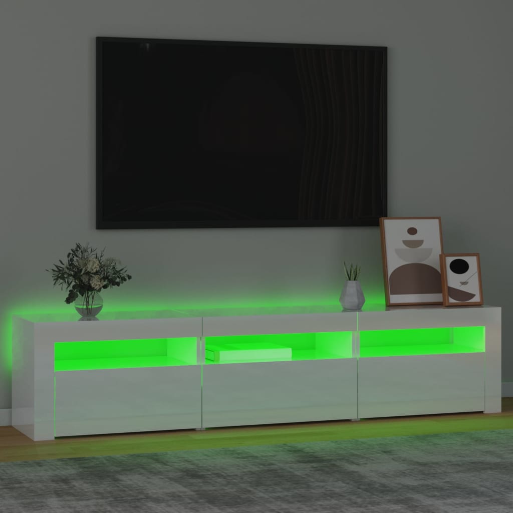 Tv-meubel met LED-verlichting 180x35x40 cm hoogglans wit