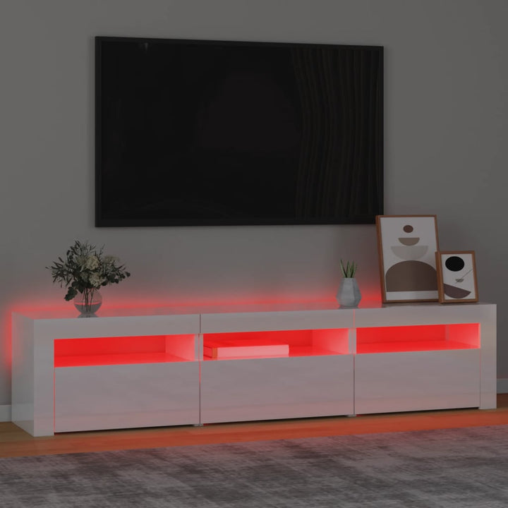 Tv-meubel met LED-verlichting 180x35x40 cm hoogglans wit