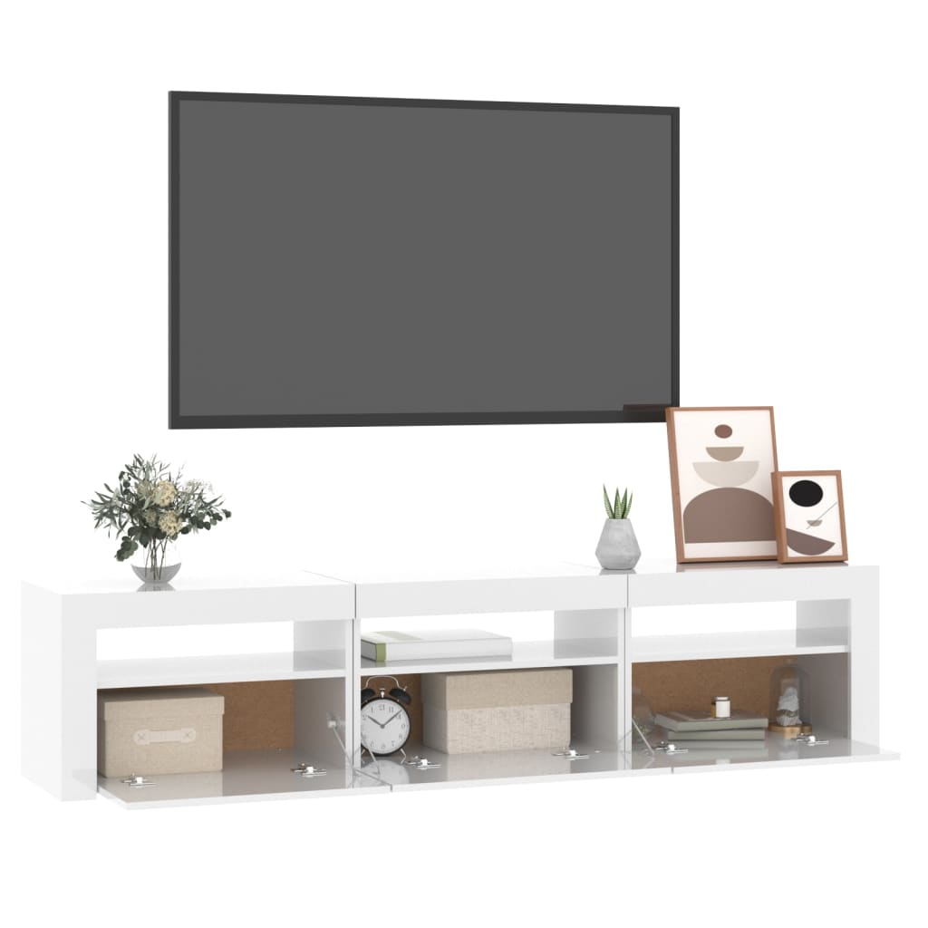 Tv-meubel met LED-verlichting 180x35x40 cm hoogglans wit