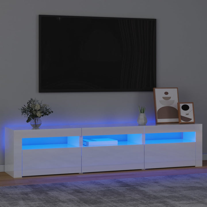 Tv-meubel met LED-verlichting 180x35x40 cm hoogglans wit