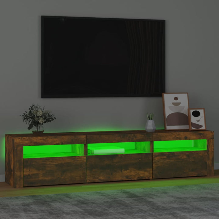 Tv-meubel met LED-verlichting 180x35x40 cm gerookt eikenkleurig