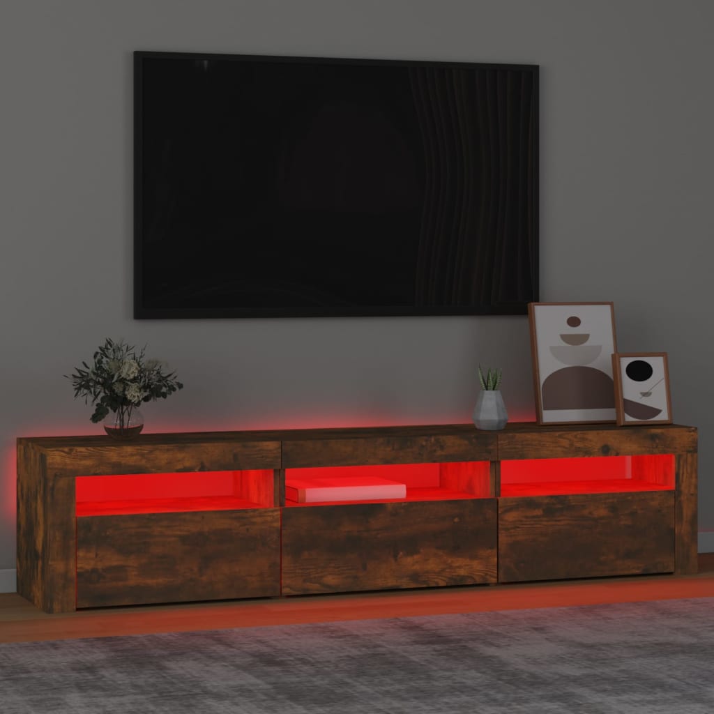 Tv-meubel met LED-verlichting 180x35x40 cm gerookt eikenkleurig