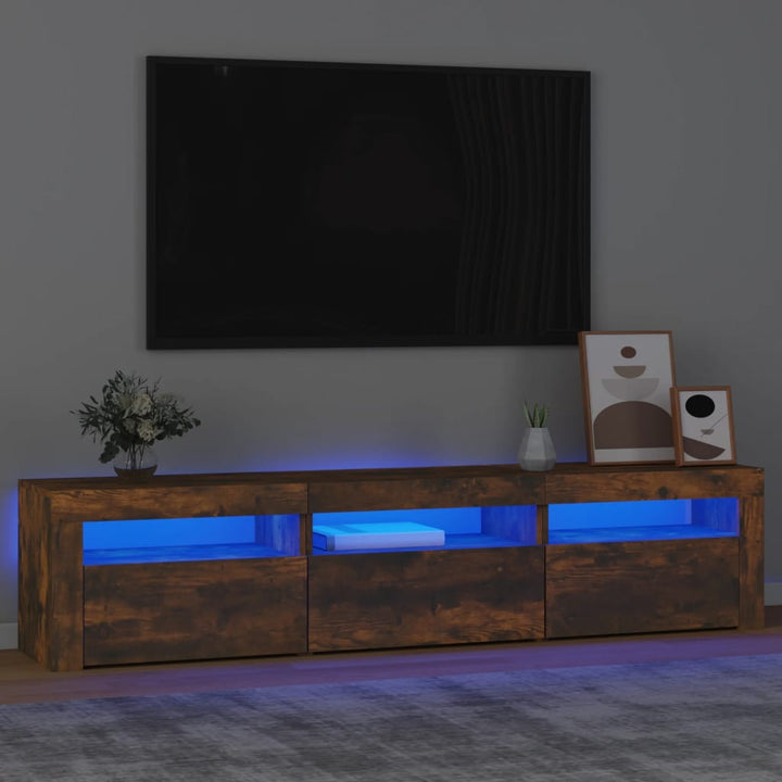 Tv-meubel met LED-verlichting 180x35x40 cm gerookt eikenkleurig