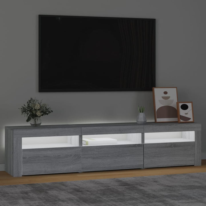 Tv-meubel met LED-verlichting 180x35x40 cm grijs sonoma eiken