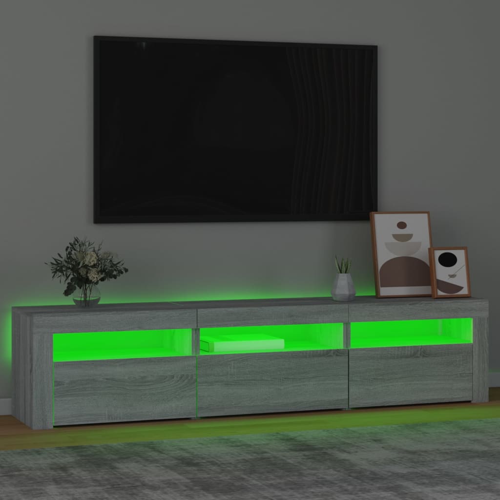 Tv-meubel met LED-verlichting 180x35x40 cm grijs sonoma eiken