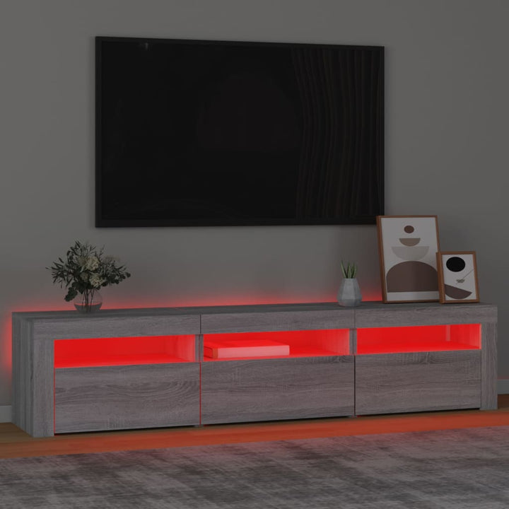 Tv-meubel met LED-verlichting 180x35x40 cm grijs sonoma eiken