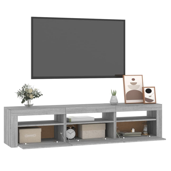 Tv-meubel met LED-verlichting 180x35x40 cm grijs sonoma eiken