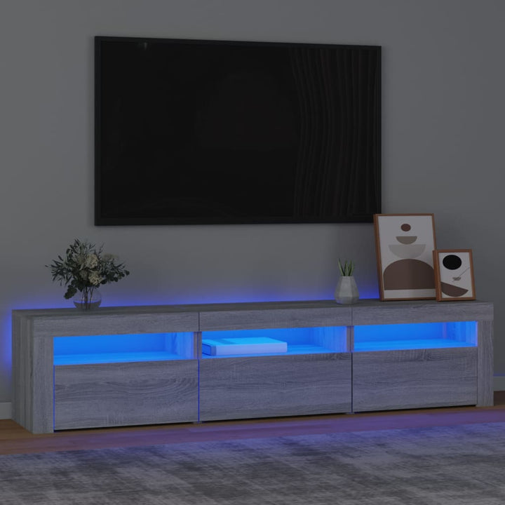 Tv-meubel met LED-verlichting 180x35x40 cm grijs sonoma eiken