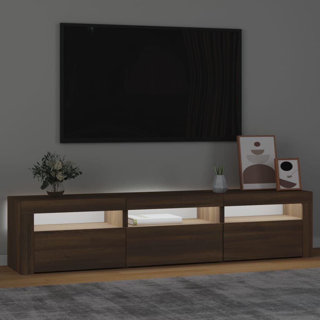 Tv-meubel met LED-verlichting 180x35x40 cm bruin eikenkleur