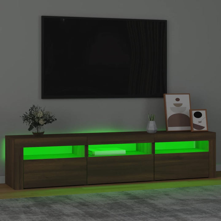 Tv-meubel met LED-verlichting 180x35x40 cm bruin eikenkleur