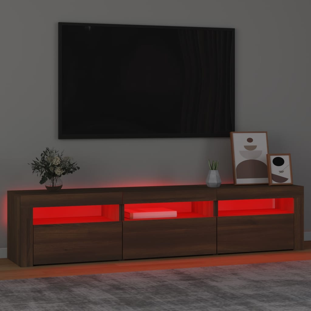 Tv-meubel met LED-verlichting 180x35x40 cm bruin eikenkleur