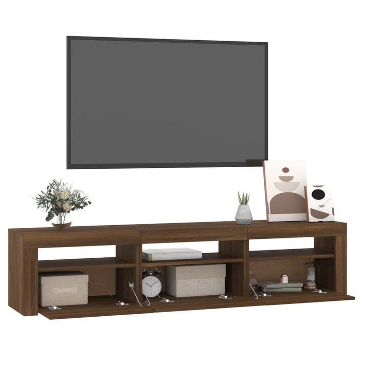 Tv-meubel met LED-verlichting 180x35x40 cm bruin eikenkleur