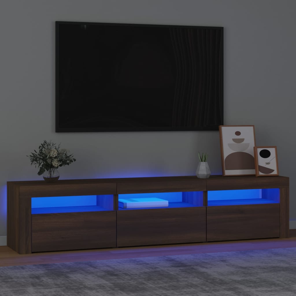 Tv-meubel met LED-verlichting 180x35x40 cm bruin eikenkleur