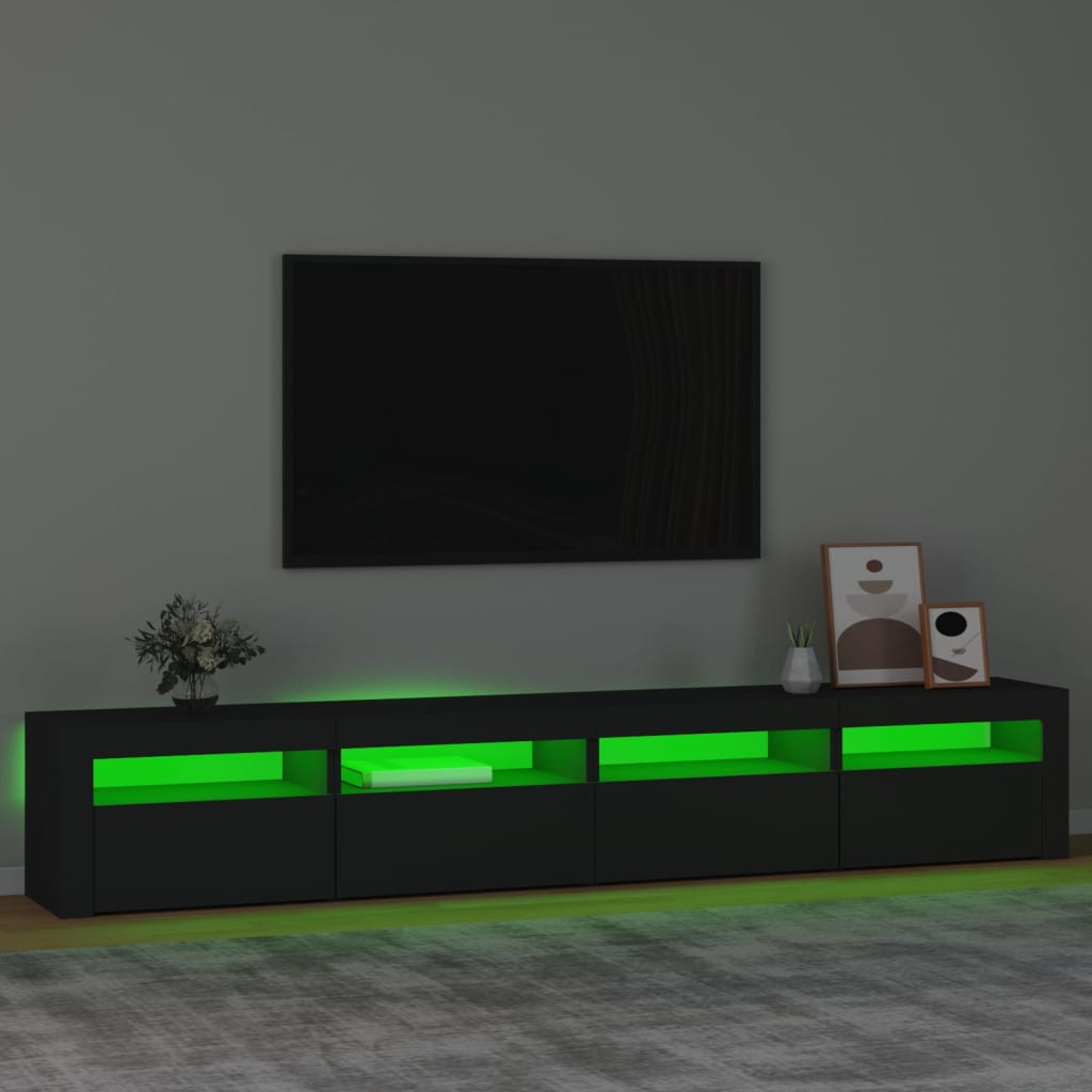 Tv-meubel met LED-verlichting 240x35x40 cm zwart