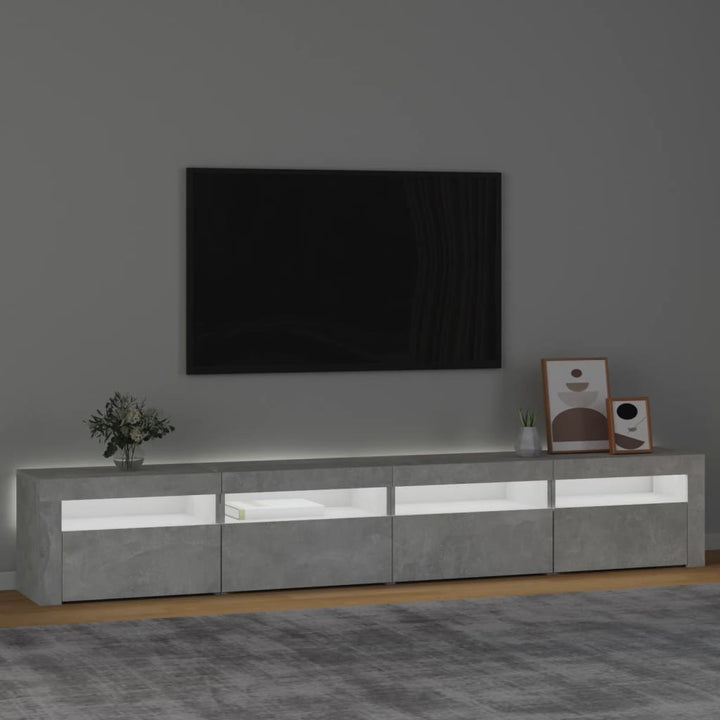 Tv-meubel met LED-verlichting 240x35x40 cm betongrijs