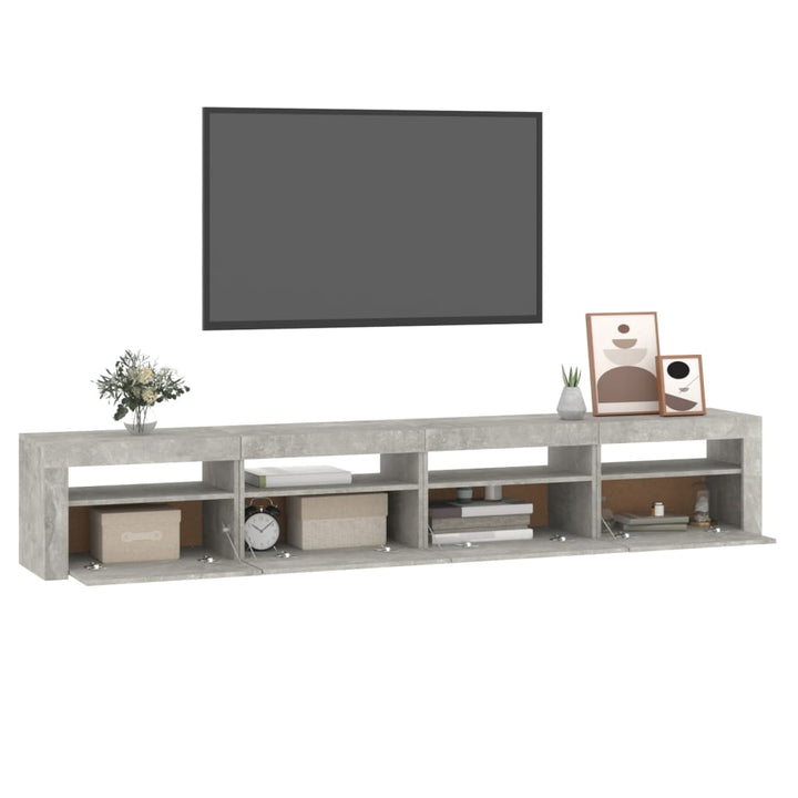 Tv-meubel met LED-verlichting 240x35x40 cm betongrijs