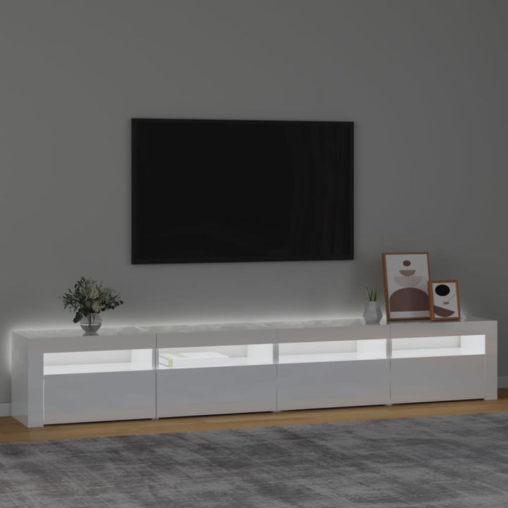 Tv-meubel met LED-verlichting 240x35x40 cm hoogglans wit