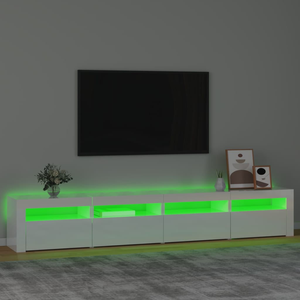 Tv-meubel met LED-verlichting 240x35x40 cm hoogglans wit