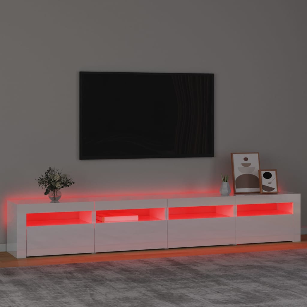 Tv-meubel met LED-verlichting 240x35x40 cm hoogglans wit