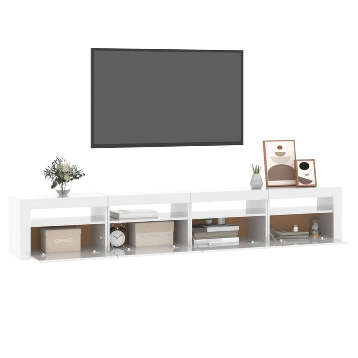 Tv-meubel met LED-verlichting 240x35x40 cm hoogglans wit