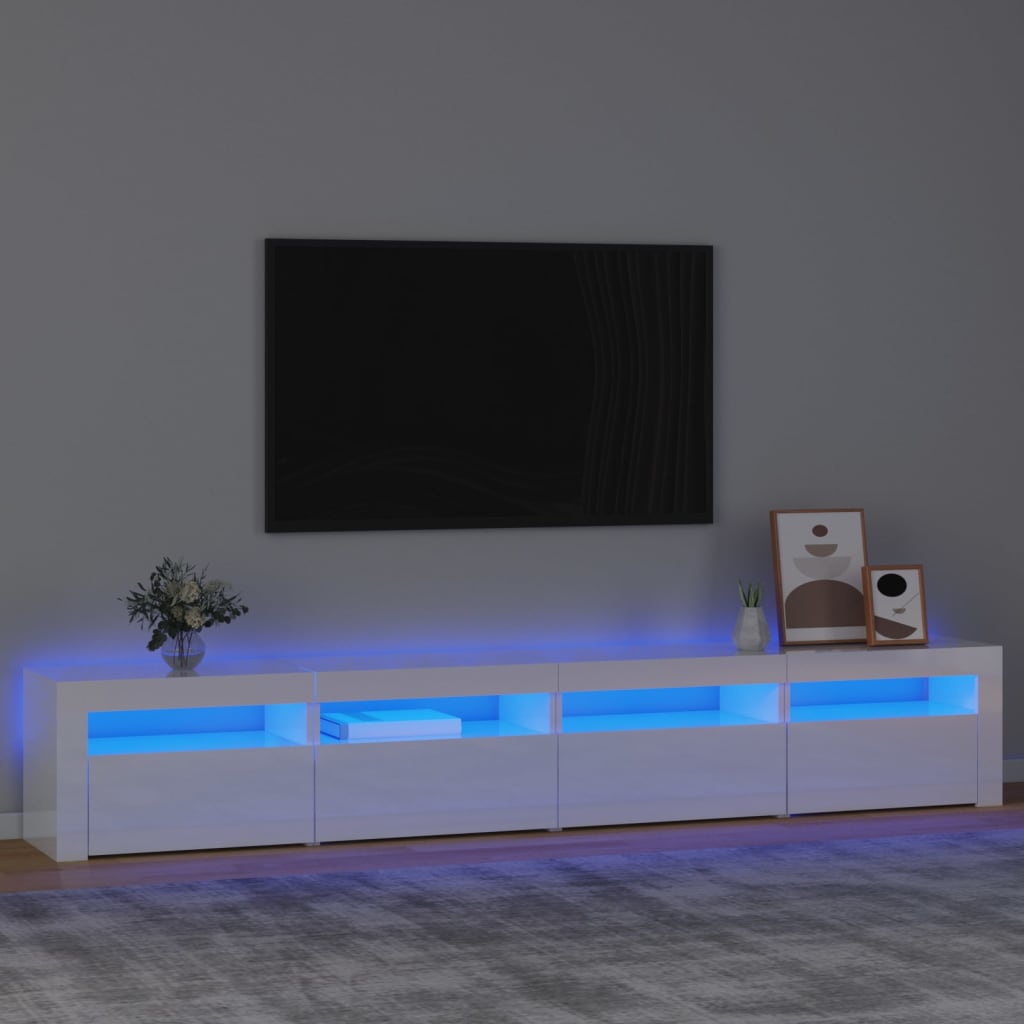 Tv-meubel met LED-verlichting 240x35x40 cm hoogglans wit