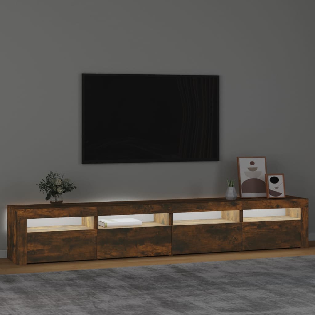 Tv-meubel met LED-verlichting 240x35x40 cm gerookt eikenkleurig