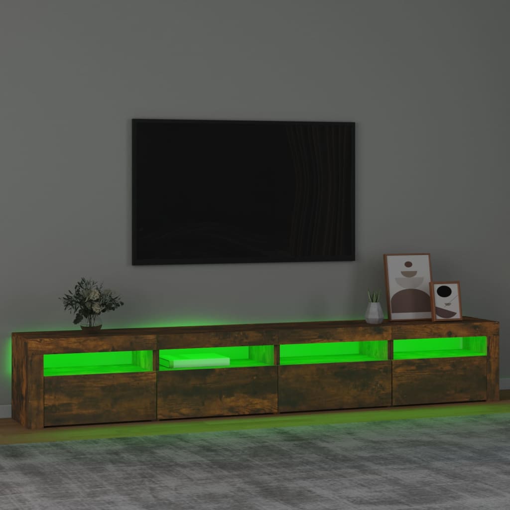 Tv-meubel met LED-verlichting 240x35x40 cm gerookt eikenkleurig