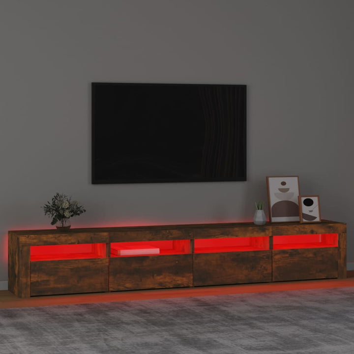 Tv-meubel met LED-verlichting 240x35x40 cm gerookt eikenkleurig