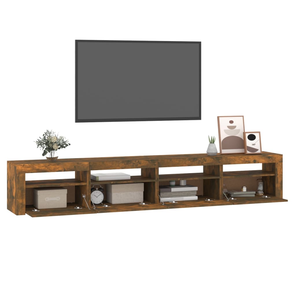 Tv-meubel met LED-verlichting 240x35x40 cm gerookt eikenkleurig