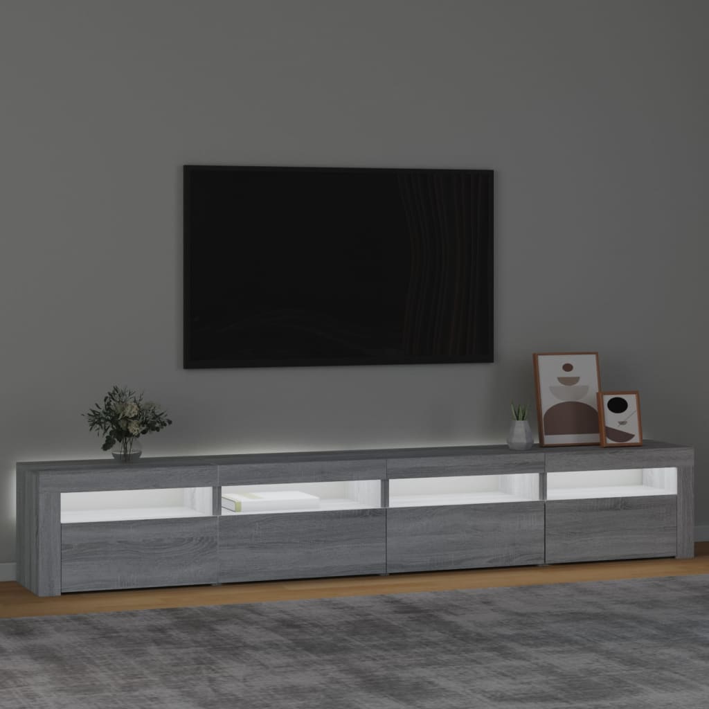 Tv-meubel met LED-verlichting 240x35x40 cm grijs sonoma eiken