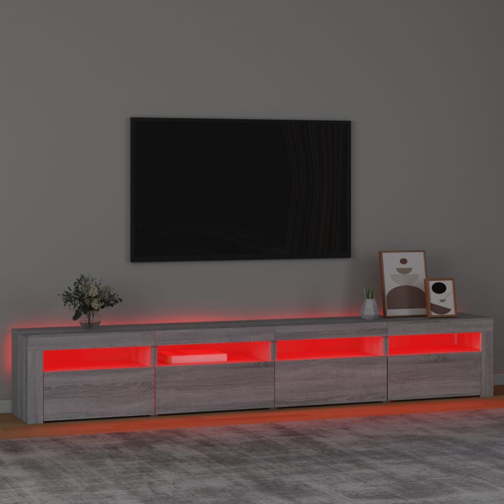 Tv-meubel met LED-verlichting 240x35x40 cm grijs sonoma eiken