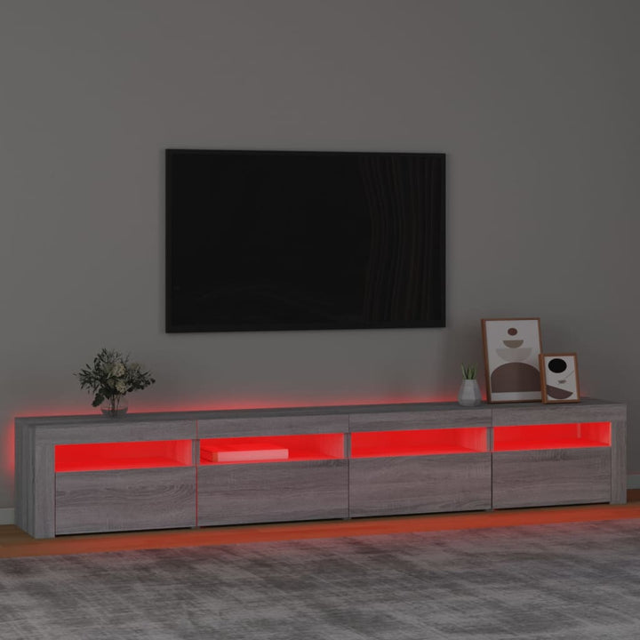 Tv-meubel met LED-verlichting 240x35x40 cm grijs sonoma eiken