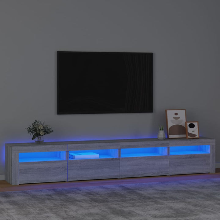 Tv-meubel met LED-verlichting 240x35x40 cm grijs sonoma eiken